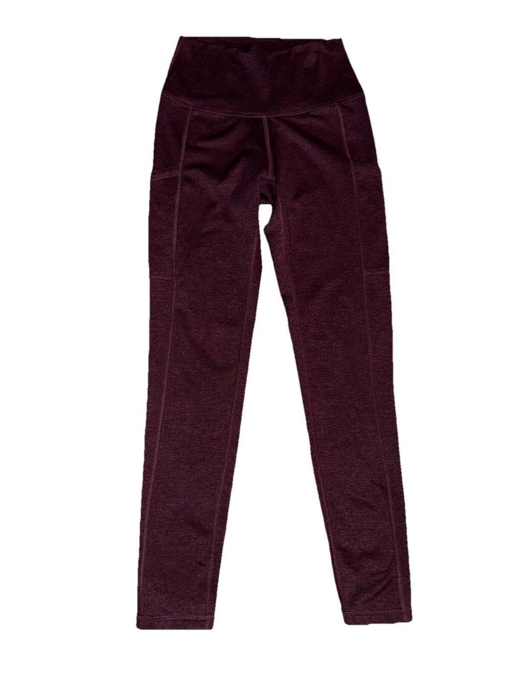 Aerie Womens Chill Play Move Fleece Lined Leggings Pockets Red Warm Size S fall